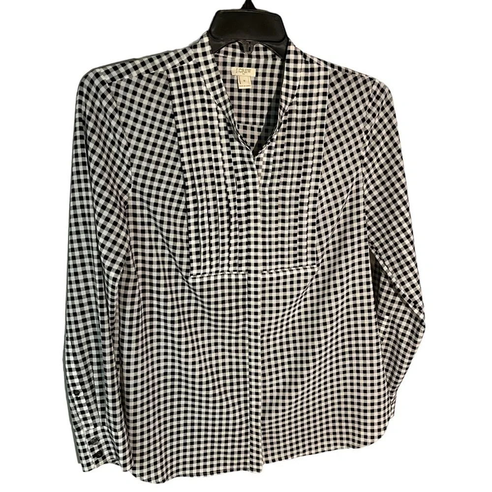 J. Crew Women’s Black / White Check Button Down Long Sleeve Shirt
